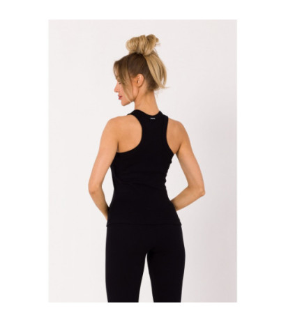 M735 Top bokserka z dzianiny prążkowanej - czarna