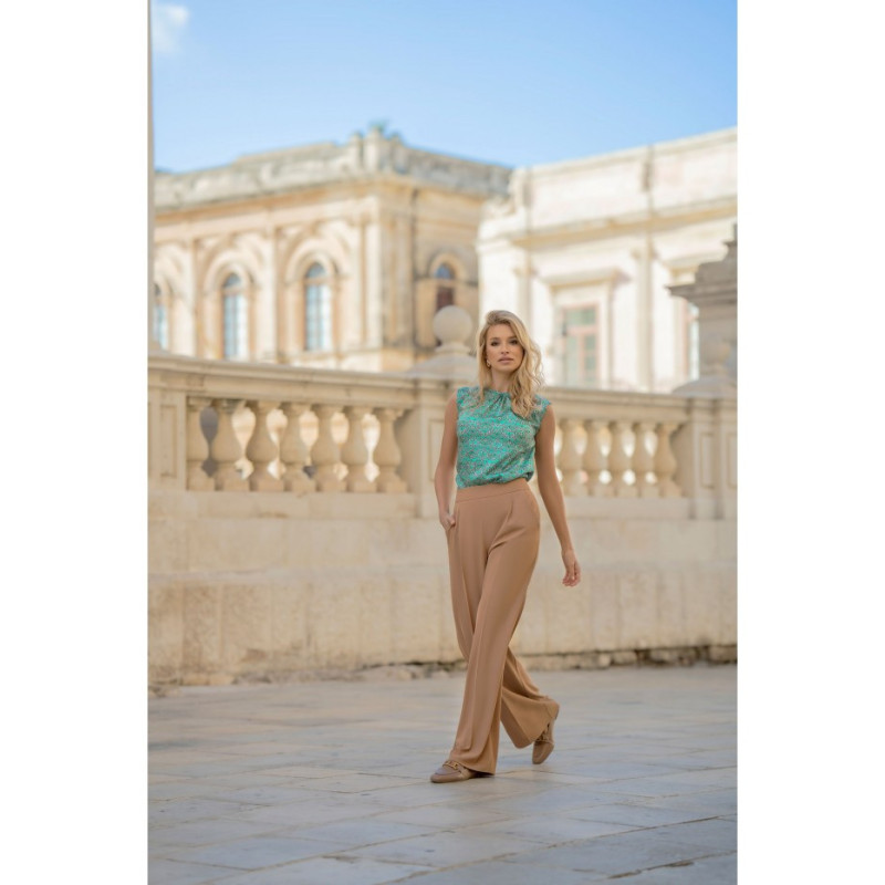 S331 Spodnie z szerokimi nogawkami - beżowe