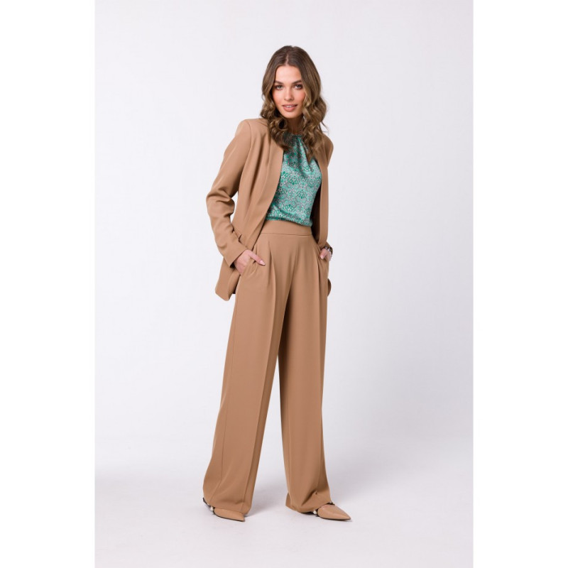 S331 Spodnie z szerokimi nogawkami - beżowe