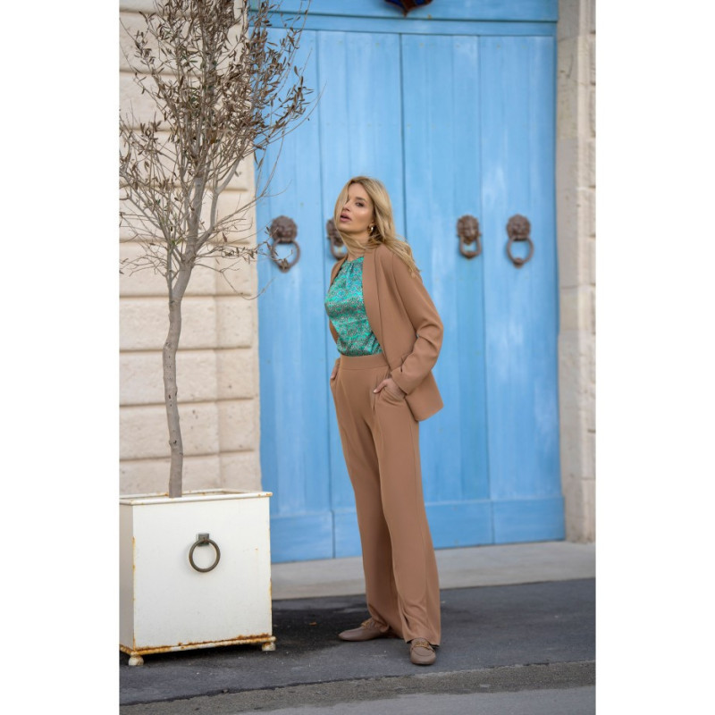 S331 Spodnie z szerokimi nogawkami - beżowe