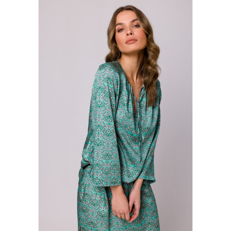 S338 Sukienka typu kaftan z wiązaniem przy szyi - model 1