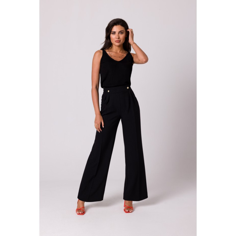 B252 Spodnie z ozdobnymi guzikami - czarne