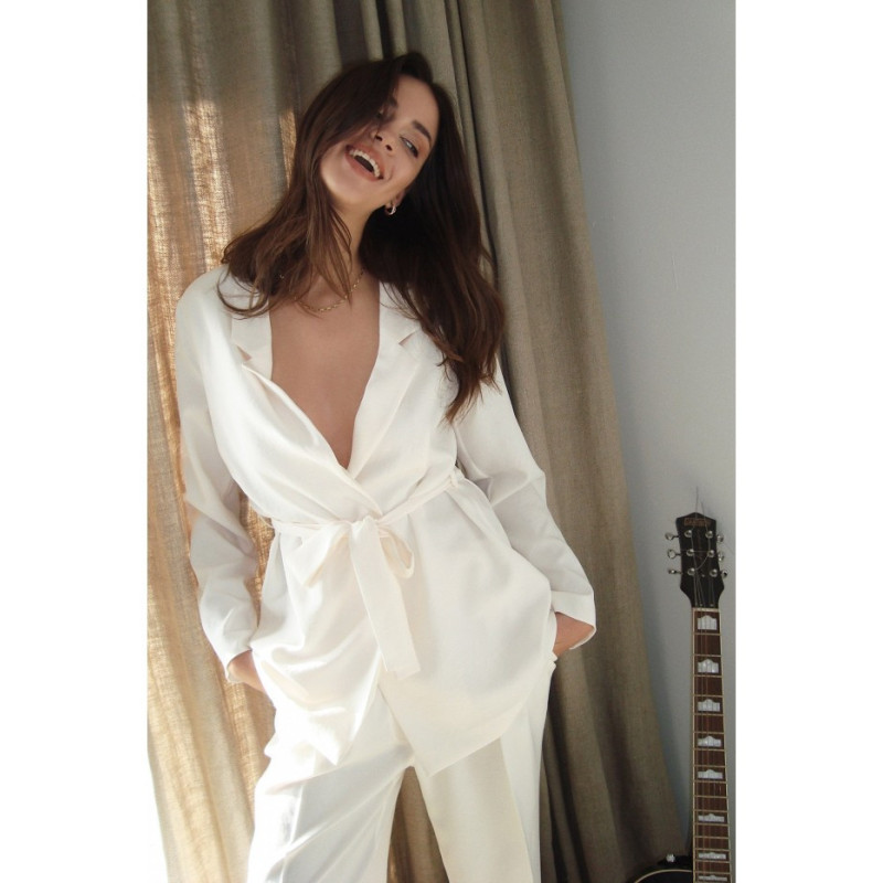 B253 Marynarka wiązana - śmietankowa