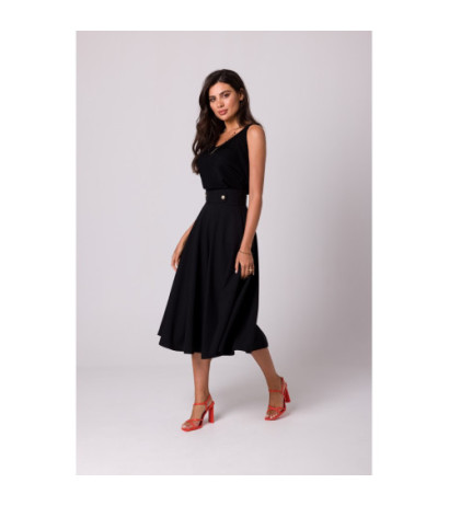 B265 Spódnica z wysokim stanem - czarna