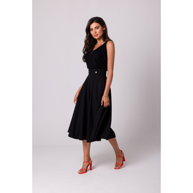 B265 Spódnica z wysokim stanem - czarna
