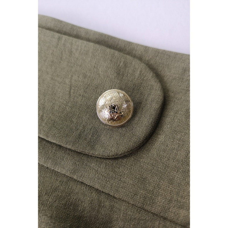 B265 Spódnica z wysokim stanem - oliwkowa