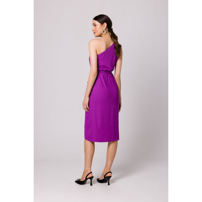 K160 Sukienka na jedno ramię - lawendowa