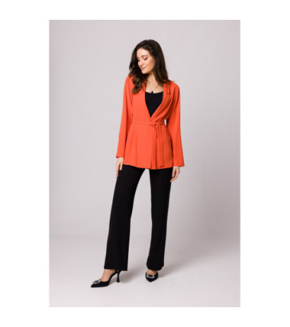 K161 Żakiet wiązany w pasie - koralowy