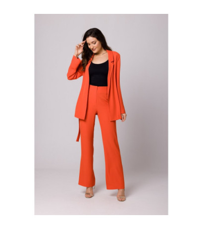 K161 Żakiet wiązany w pasie - koralowy