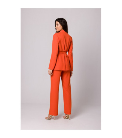 K161 Żakiet wiązany w pasie - koralowy