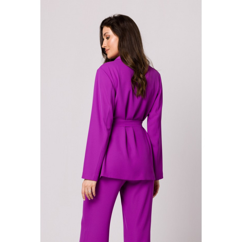 K161 Żakiet wiązany w pasie - lawendowy