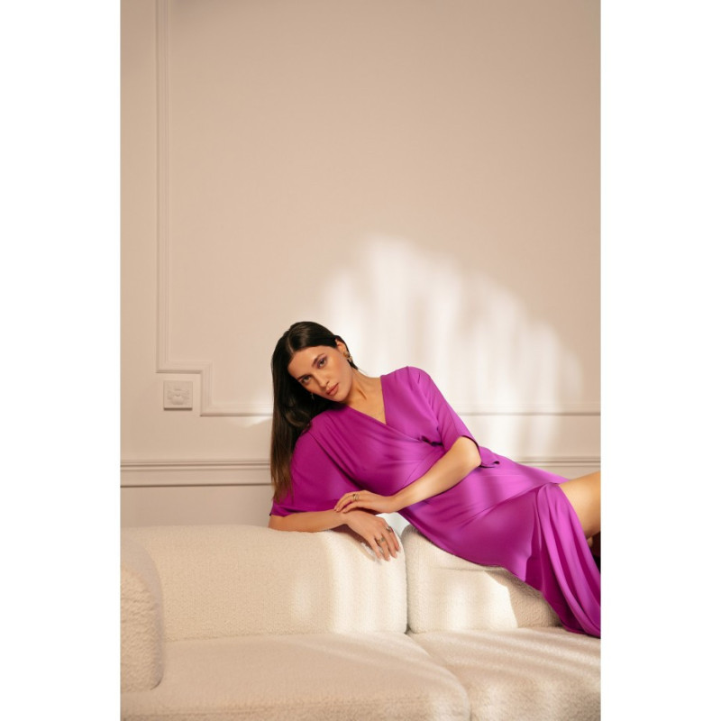 K163 Sukienka maxi - lawendowa