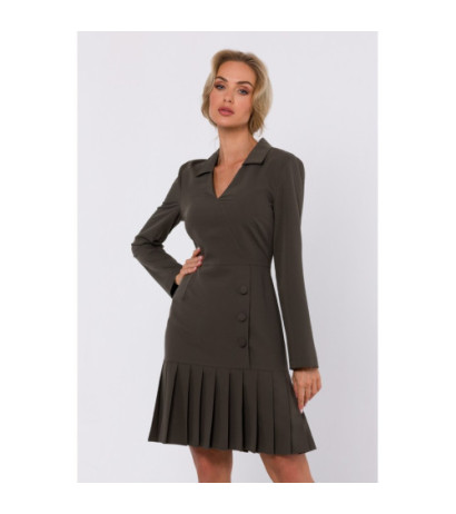 M752 Sukienka z plisowanym dołem - khaki