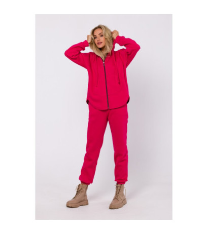 M761 Bluza z kapturem zasuwana na zamek - malinowa