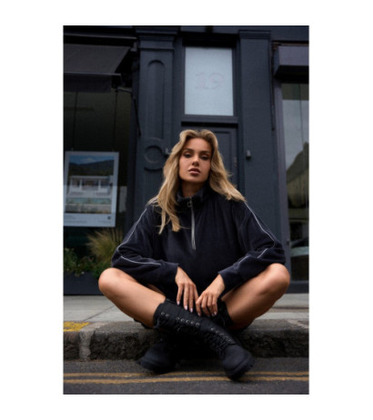 M764 Sukienka asymetryczna z zamkiem w stójce - grafitowa