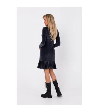 M765 Sukienka z falbanką - grafitowa