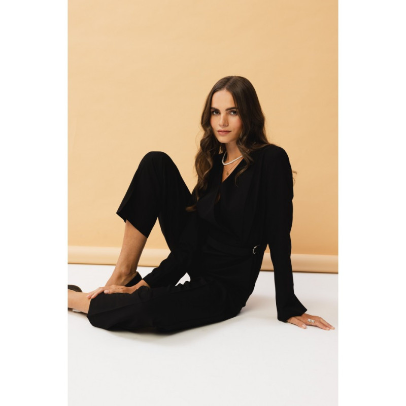 S352 Kombinezon z wiązaniem wokół talii - czarny