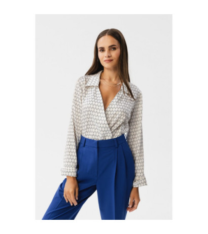 S356 Spodnie z wysokim stanem - chabrowe