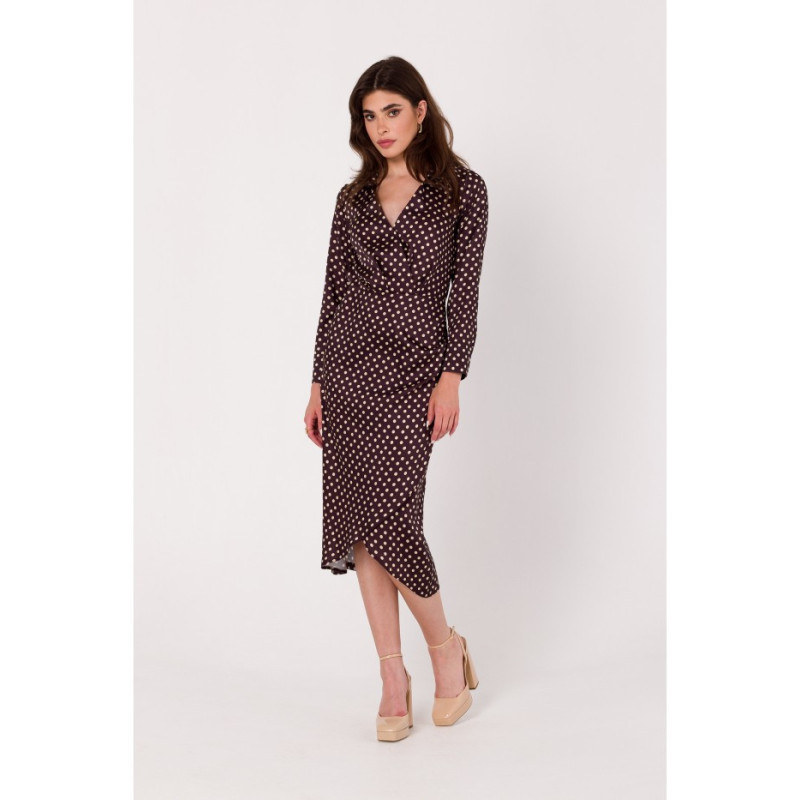 K176 Sukienka z kopertowym dekoltem we wzór - model 1