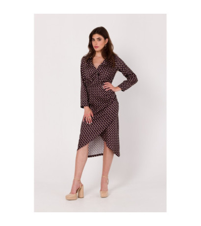 K176 Sukienka z kopertowym dekoltem we wzór - model 1