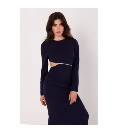 K180 Sukienka maxi z wycięciem w talii - atramentowa