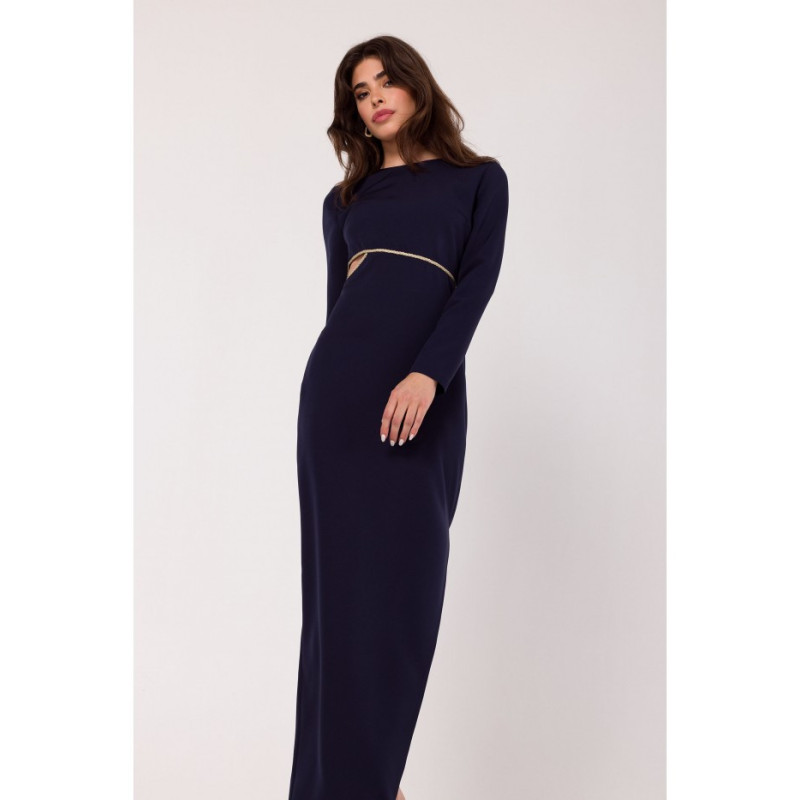 K180 Sukienka maxi z wycięciem w talii - atramentowa