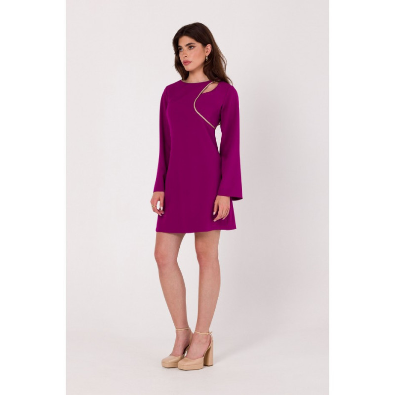 K181 Sukienka z wycięciem typu łezka w dekolcie - rubin