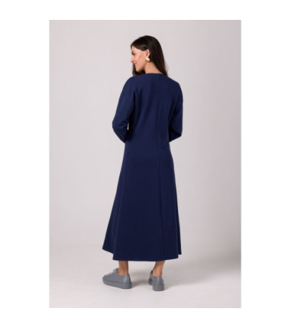 B267 Sukienka maxi z głębokim dekoltem V - niebieska