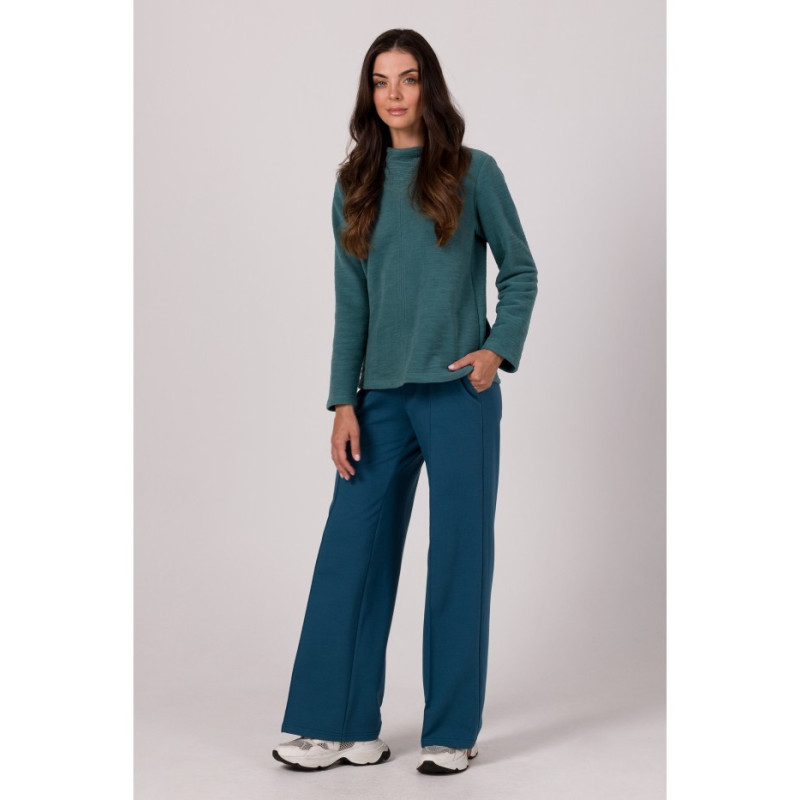 B268 Bluza z wysokim kołnierzem - turkusowa