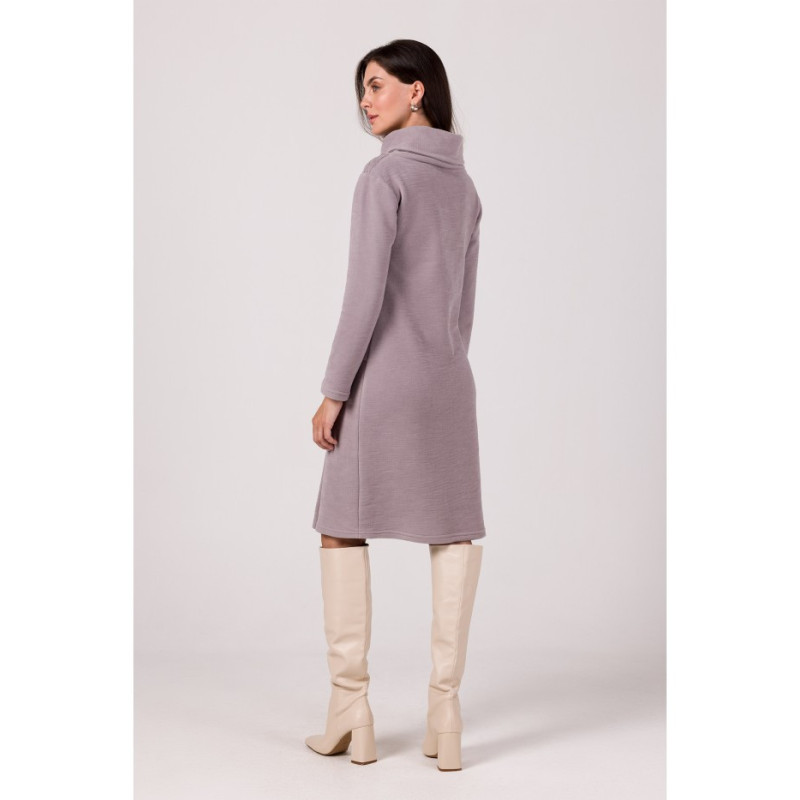 B270 Sukienka z wysokim kołnierzem - szara