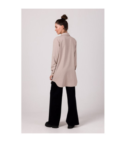 B276 Tunika koszulowa z kołnierzykiem - beżowa