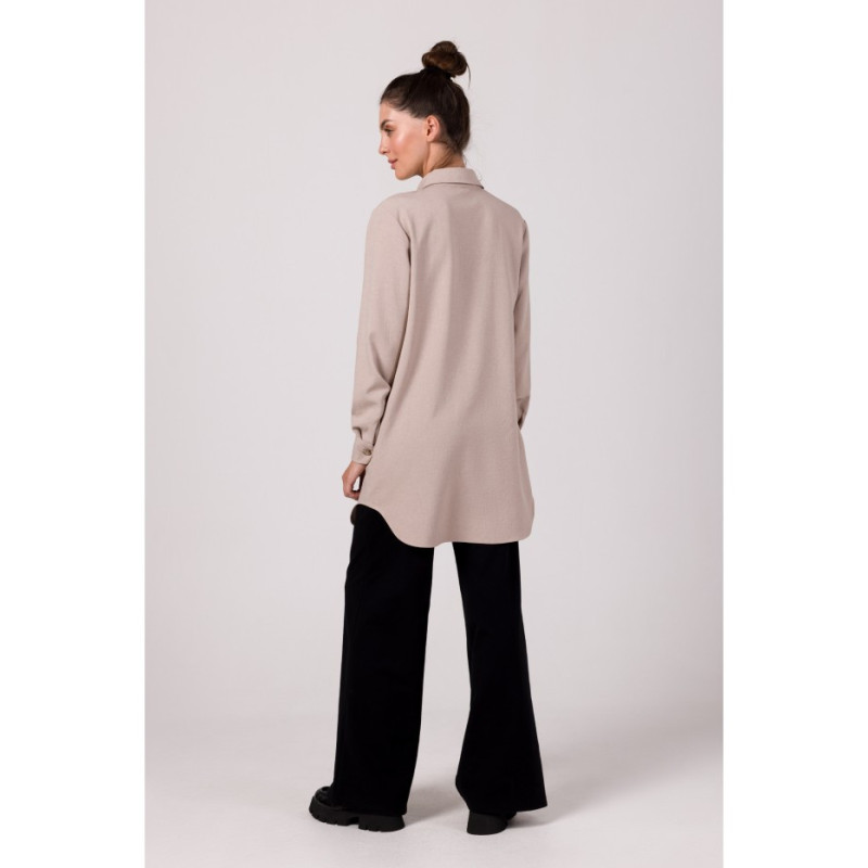 B276 Tunika koszulowa z kołnierzykiem - beżowa