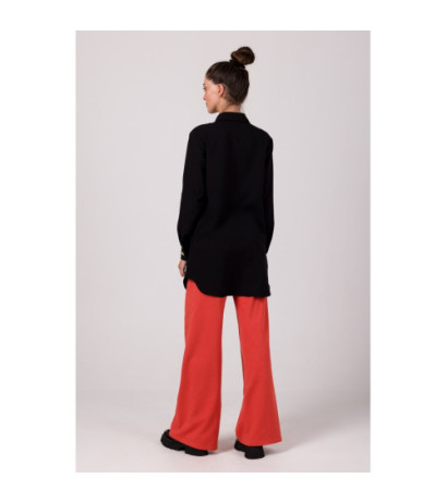 B276 Tunika koszulowa z kołnierzykiem - czarna