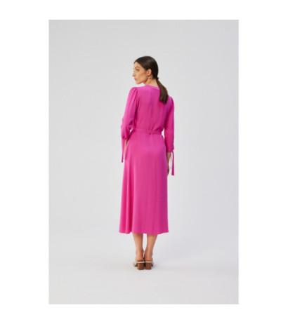 S365 Sukienka midi z wiązanymi mankietami - liliowa