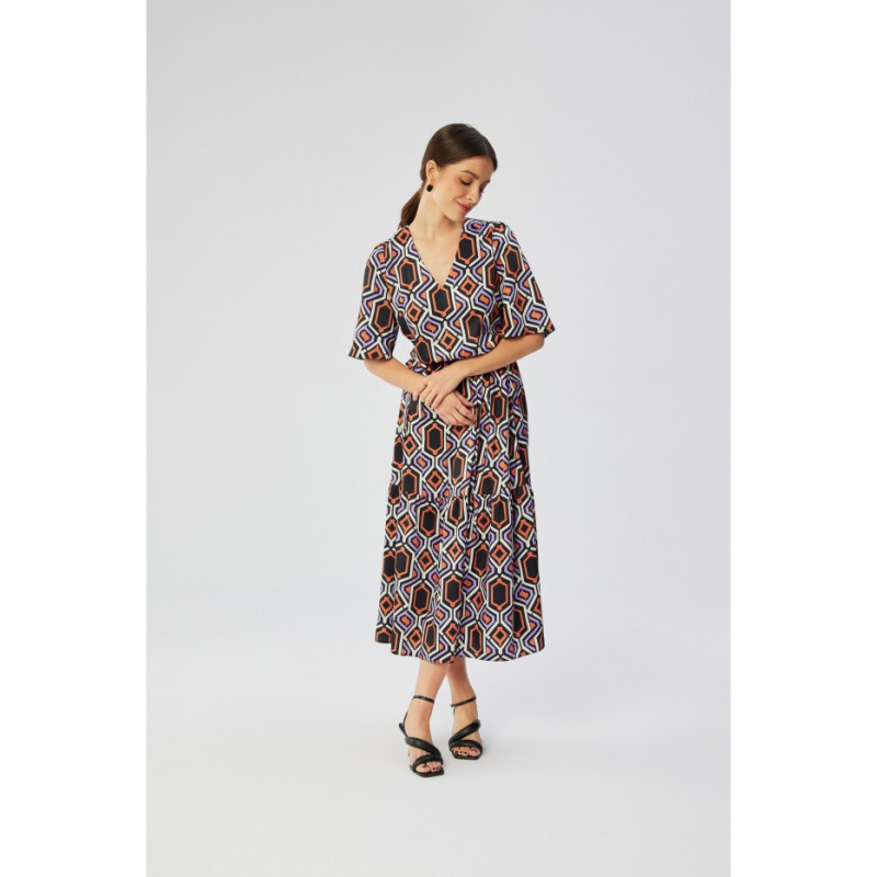 S367 Sukienka maxi z falbaną - model 2