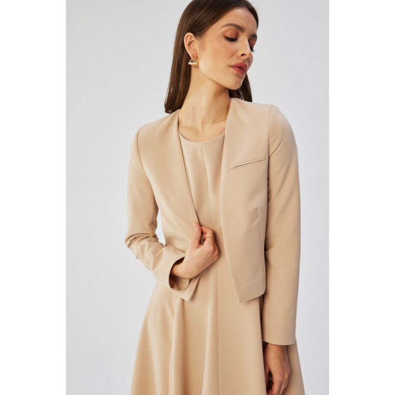 S368 Krótka marynarka bez zapięcia - beżowa