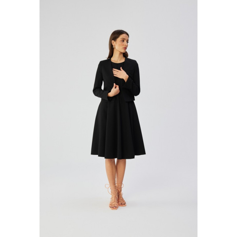 S368 Krótka marynarka bez zapięcia - czarna