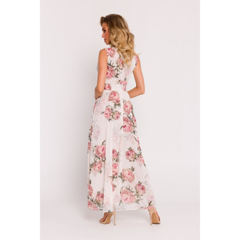 M781 Sukienka maxi szyfonowa z wysokim rozcięciem - model 2