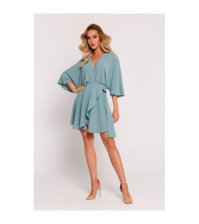 M785 Sukienka mini z rozkloszowanym dołem - agawa