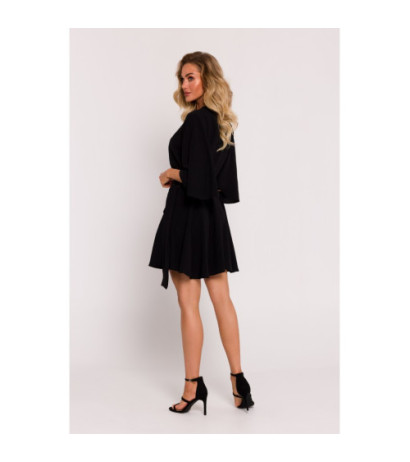 M785 Sukienka mini z rozkloszowanym dołem - czarna
