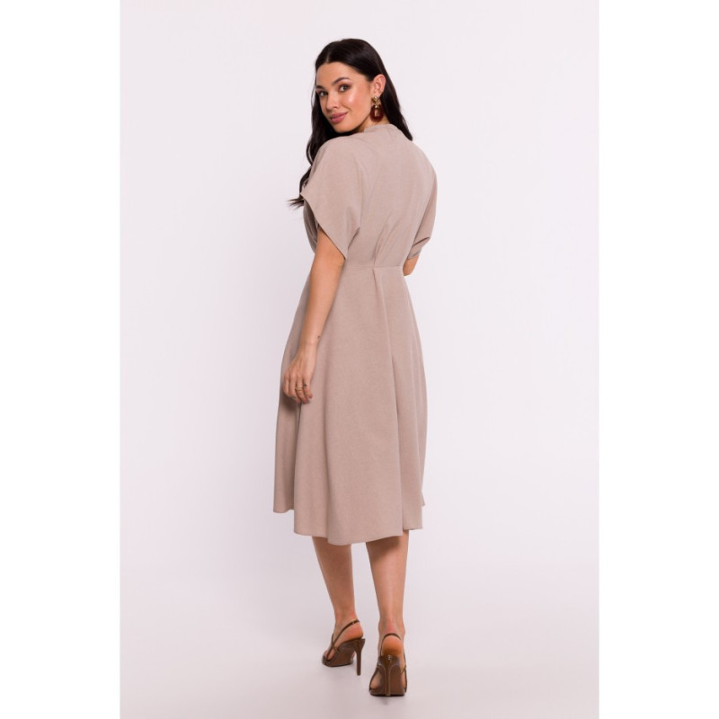 B278 Sukienka rozkloszowana - beżowa