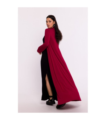 B285 Sukienka wiskozowa zapinana na guziki - bordowa