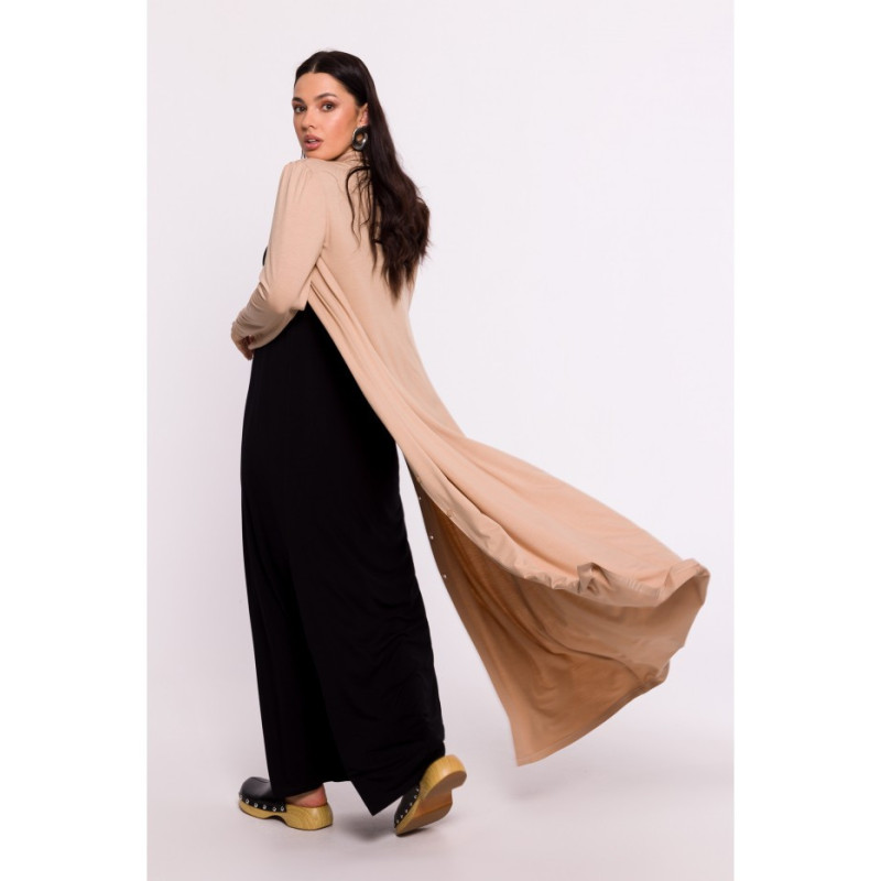 B285 Sukienka wiskozowa zapinana na guziki - cappuccino