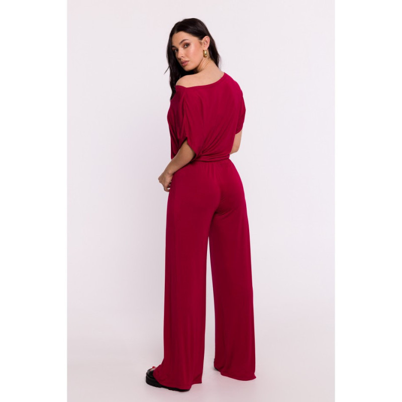 B287 Bluzka wiskozowa nietoperz - bordowa