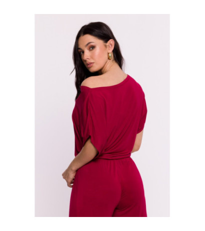 B287 Bluzka wiskozowa nietoperz - bordowa