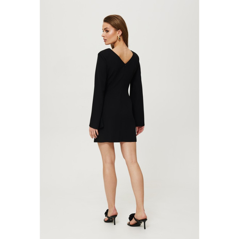 K190 Sukienka z rozciętymi rękawami - czarna