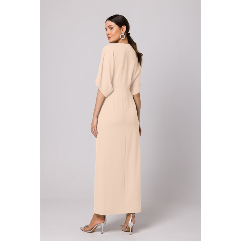 K163 Sukienka maxi - śmietankowa