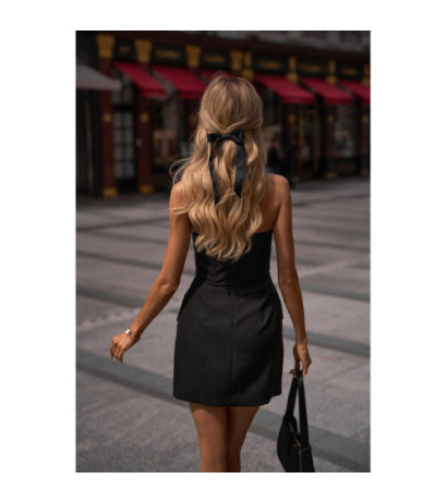 M794 Mini sukienka gorsetowa gładka - czarna