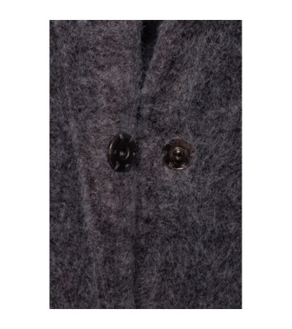 M808 Krótki płaszcz z włosem - szary melanż