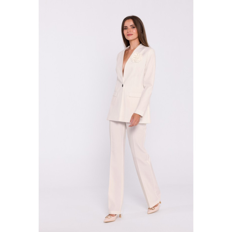 S370 Marynarka z kwiatkiem - kość słoniowa